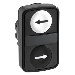   Schneider Electric Harmony XB5 - ZB5AA7213 - buton cu două capete din plastic, Ø22, retur, 1 - 1 buton alb/negru cu săgeată dreapta/stânga