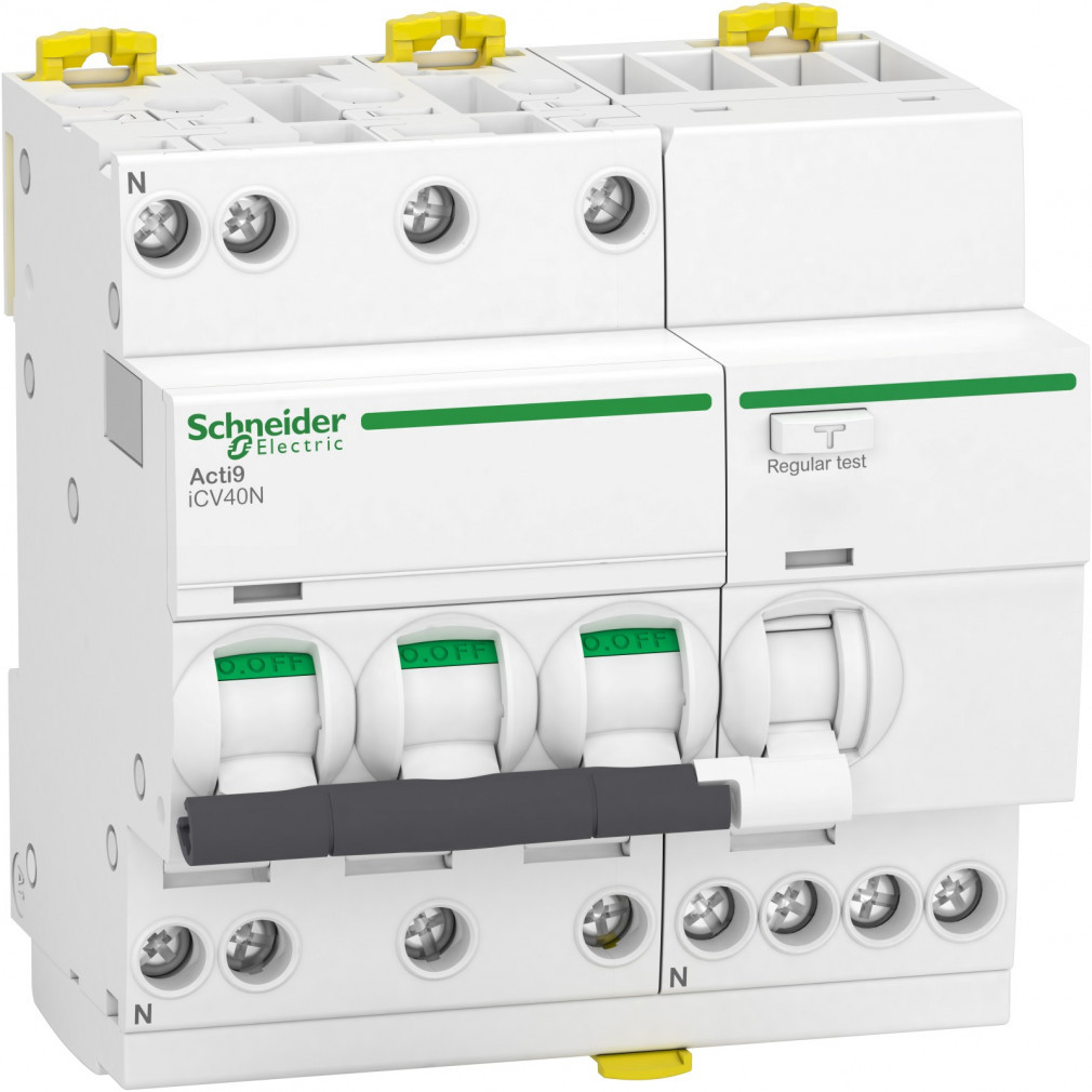 Dispozitiv de protecție electrică Schneider 3P+N B 16A 6kA 30mA, clasa AC ACTI9 iCV40 (A9DH3716)