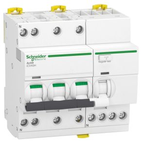   Schneider Electric Acti9 iCV40 - A9DC4710 - întrerupător automat miniatural cu protecție la supracurent, clasa A, 3P-N, C, 10A, 30mA, 10kA