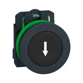   Schneider Electric Harmony XB5 - XB5FA3351 - buton complet din plastic pentru montare încastrată, Ø30, cu revenire, 1NO, negru, „săgeată în jos”
