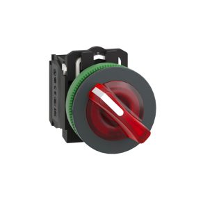   Schneider Electric Harmony XB5 - XB5FK124B5 - întrerupător complet din plastic pentru montare încastrată, Ø30, 2 poziții, 24 V, 1NO+1NC, roșu