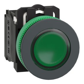   Schneider Electric Harmony XB5 - XB5FW33G5 - buton cu iluminare LED din plastic, montat încastrat, Ø30, 1NO, 120VAC, verde