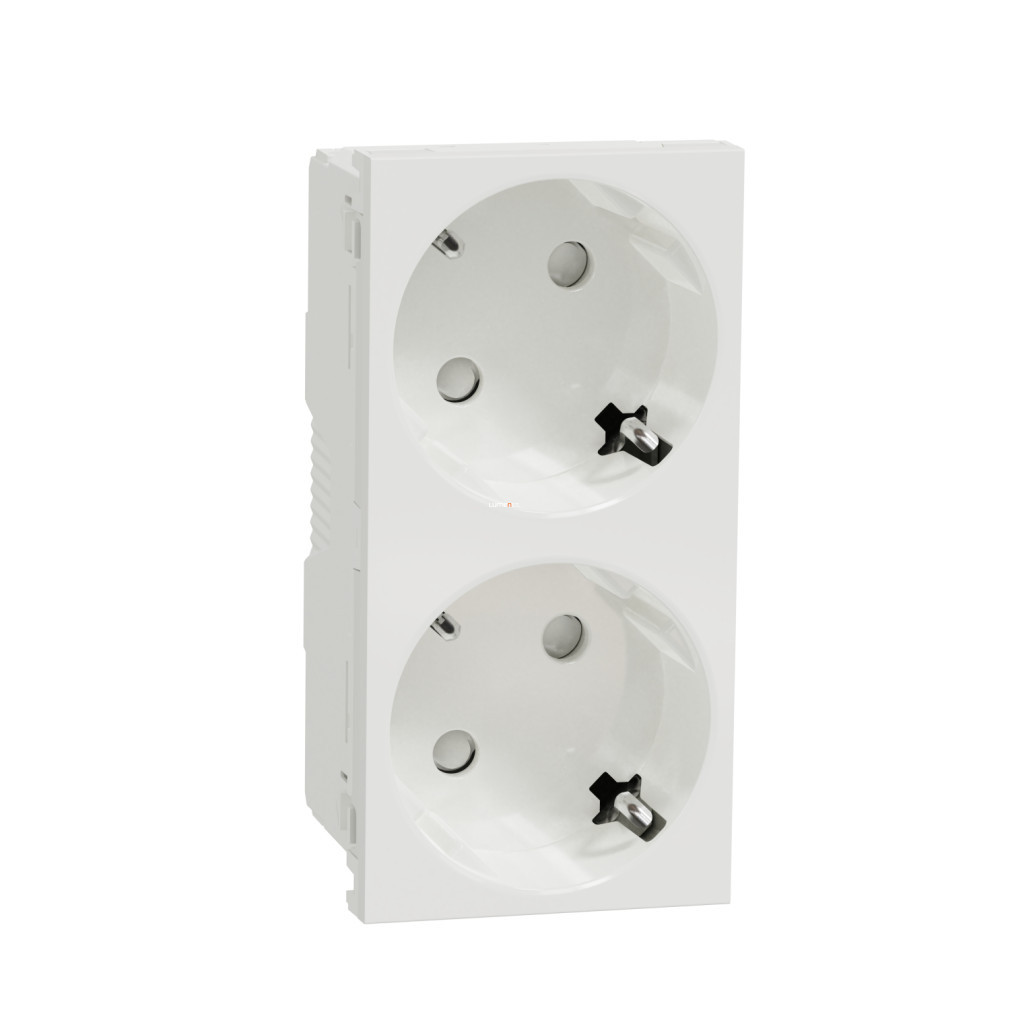 Schneider Nu 2x2P+F priză 45°,BZS,4M,cu arc,alb