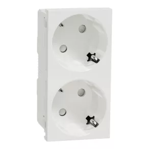   Schneider Electric New Unica - NU306618 - priză 2x2P+F 45°, BZS, 4M, cu arc, albă