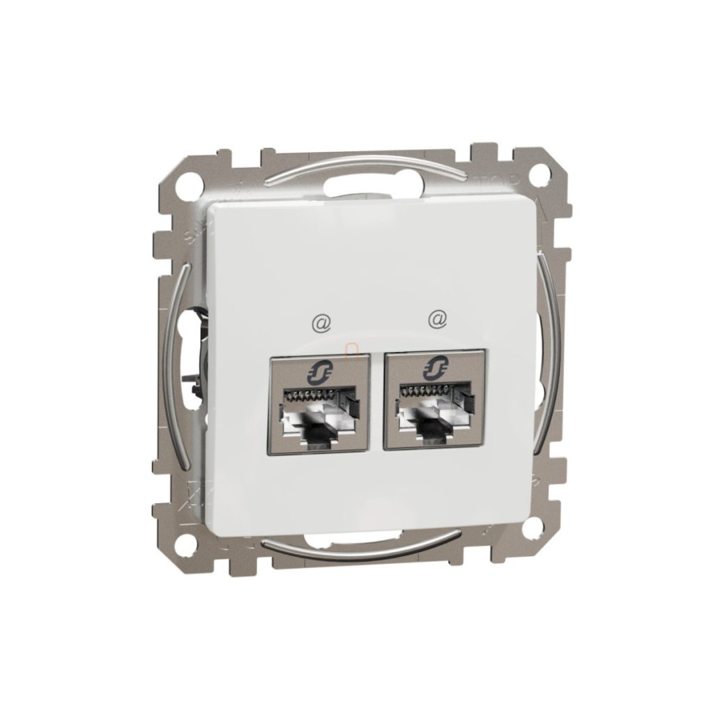 Schneider Electric Sedna Design Elements S alb 2xRJ45 Cat6 STP priză încastrată, cu suprafață lucioasă, SDD111462