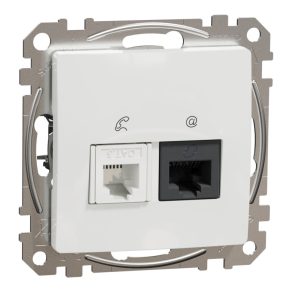   Schneider Electric Sedna Design & Elements - SDD111468 - Priză combinată RJ11/RJ45 Cat6 UTP, albă