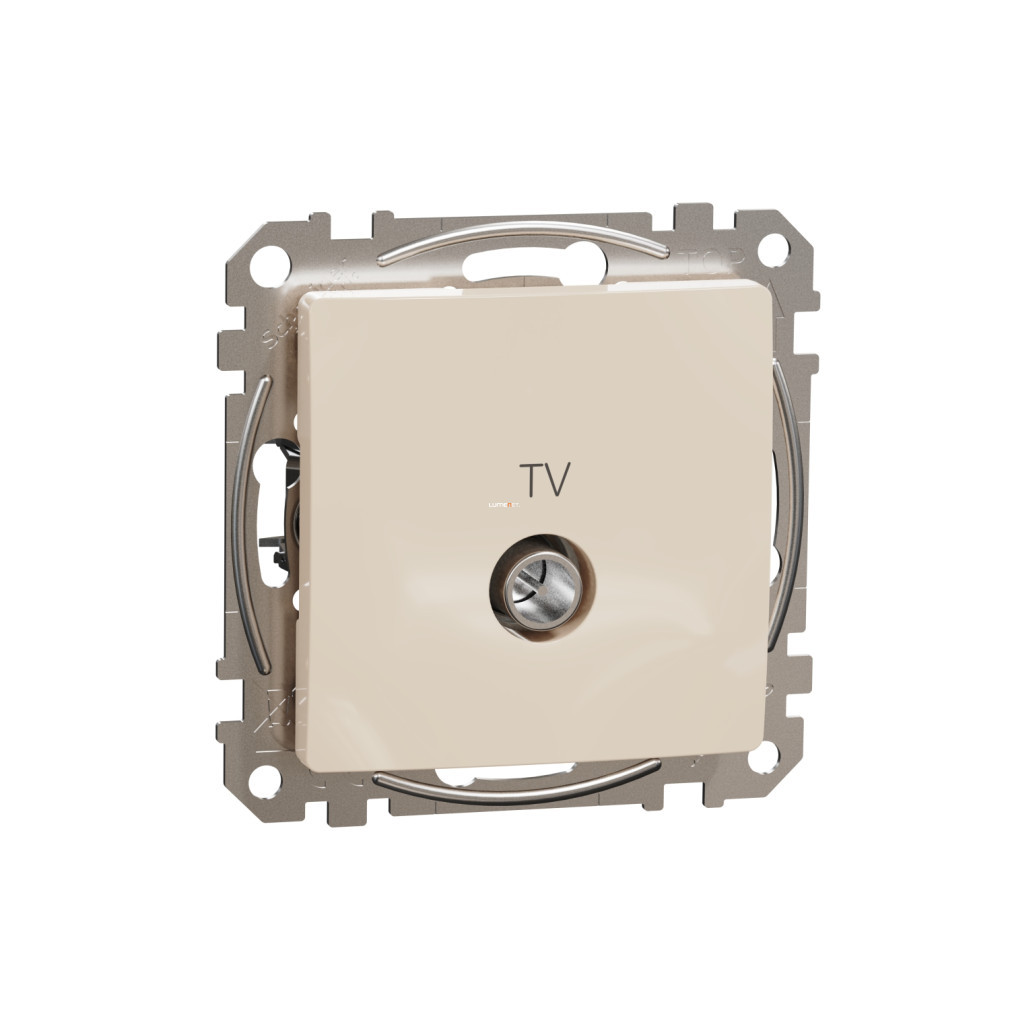 Schneider Electric Sedna priză TV cu design continuu, culoare bej, atenuare 7 dB, conector IEC tată, placă de montare cu suprafață lucioasă rezistentă la raze UV, montare încastrată SDD112474