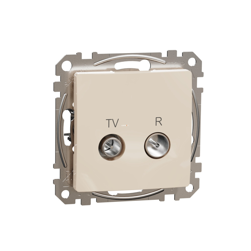 Schneider Electric Sedna TV/R priză cu trecere, culoare bej, atenuare TV 7 dB și radio 10 dB, conector IEC tată și mamă, execuție încastrată stabilizată la UV SDD112474R