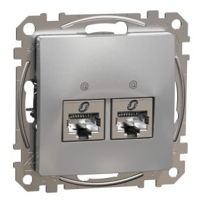  Schneider Electric Sedna Design & Elements - SDD113462S - Priză 2xRJ45 Cat6 STP, aluminiu