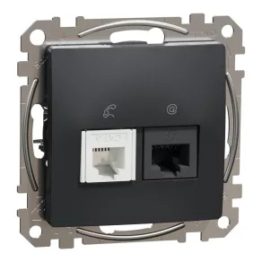   Schneider Electric Sedna Design & Elements - SDD114468 - Priză combinată RJ11/RJ45 Cat6 UTP, antracit