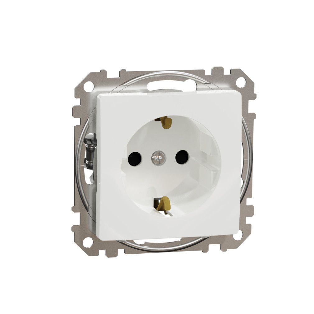 Schneider Sedna 2P+F priză cu capac de siguranță, cu conectare cu șurub, 16A, alb (SDD111021)