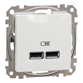   Schneider Electric Sedna Design & Elements - SDD111401 - Încărcător dual USB, A+A, 2,1 A, alb