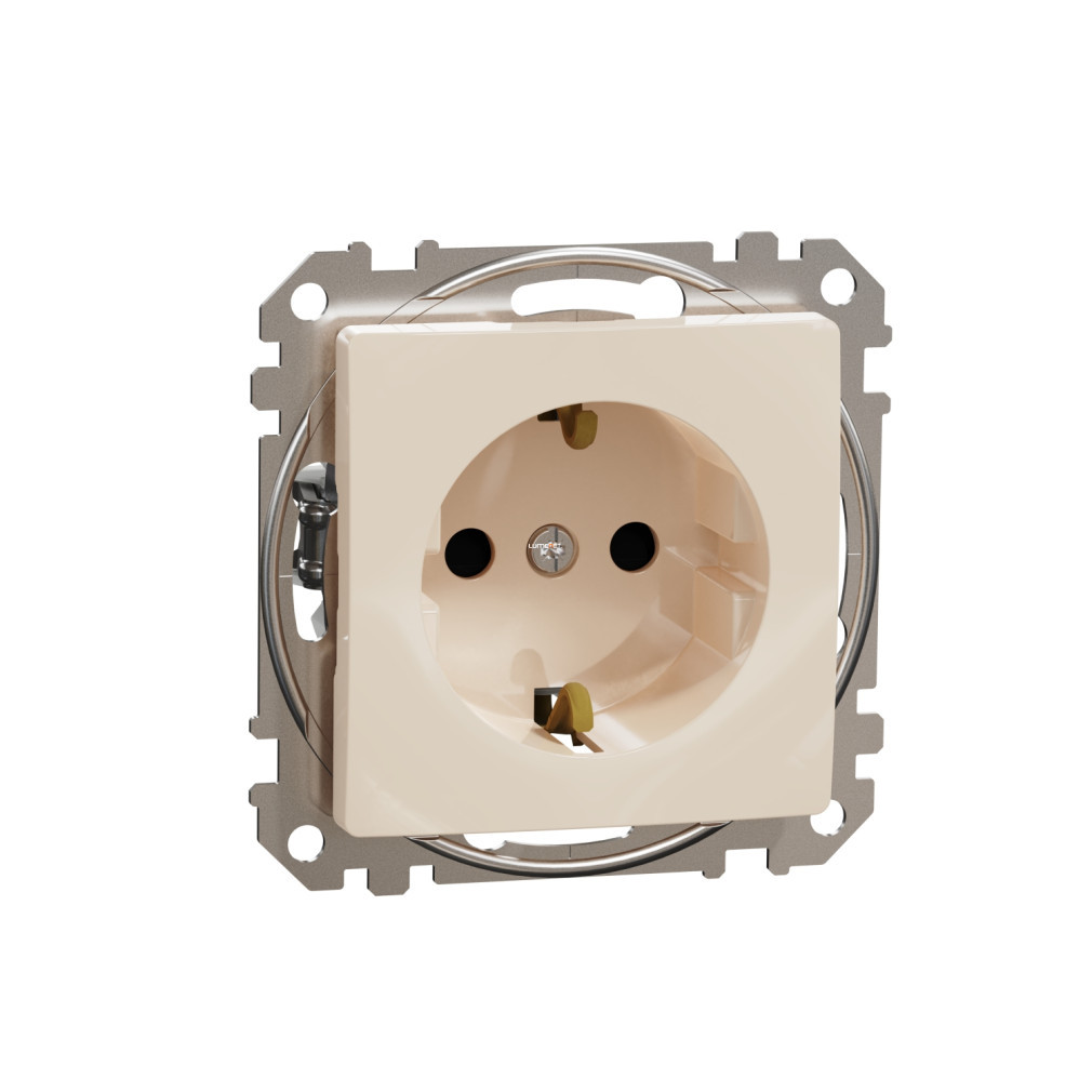 Schneider Sedna 2P+F priză cu capac de siguranță, cu conectare cu șurub, 16A, bej (SDD112021)