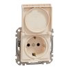 Schneider Electric Sedna Design & Elements - SDD112023 - Priză 2P+E cu obturator de siguranță, capac cu fixare prin clip, conexiune cu șurub, 16A, bej