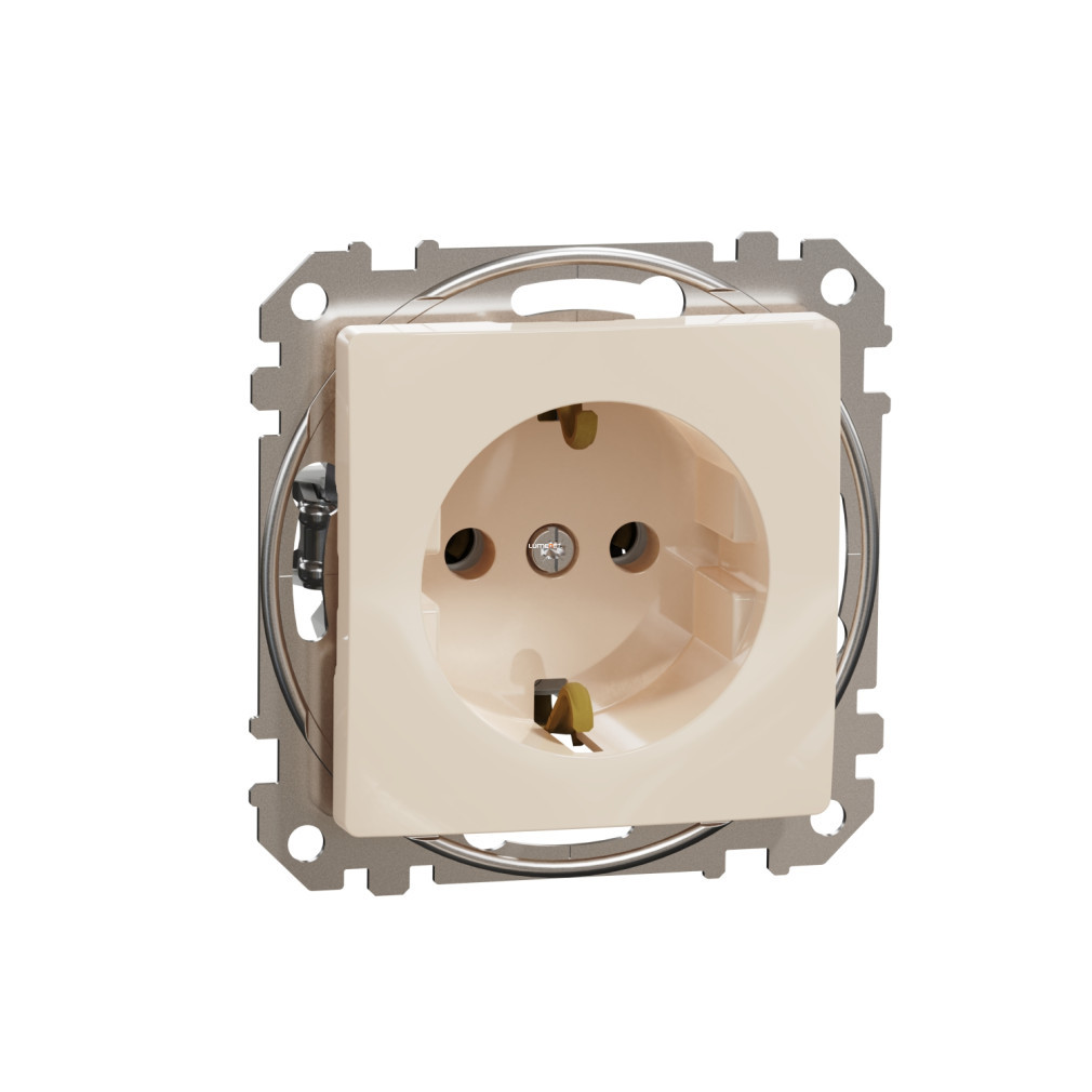 Schneider Electric Sedna Design Elements priză bej 2P+F cu conectare cu șurub, sarcină maximă 16A, SDD112025