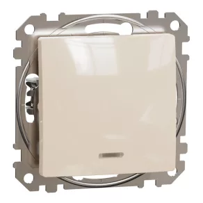   Schneider Electric Sedna Design & Elements - SDD112116L - Buton cu contact comutator, cu lumină de semnalizare albastră, conectare cu arc, 10 A, bej