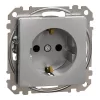Schneider Electric Sedna Design & Elements - SDD113021 - Priză cu 2 poli și fază, cu capac de protecție, conectare cu șuruburi, 16 A, aluminiu