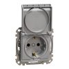 Schneider Electric Sedna Design & Elements - SDD113023 - Priză 2P+F cu obturator de siguranță, capac cu fixare prin clip, conexiune cu șurub, 16 A, aluminiu