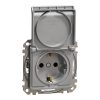 Schneider Electric Sedna Design & Elements - SDD113024 - Priză 2P+F cu obturator de siguranță, capac cu fixare rapidă, conexiune cu arc, 16 A, aluminiu