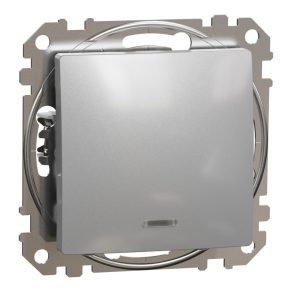   Schneider Electric Sedna Design & Elements - SDD113101L - Întrerupător unipolar, indicator luminos albastru, 10AX, aluminiu