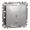 Schneider Electric Sedna Design & Elements - SDD113132L - Buton cu un singur pol, indicator luminos albastru, semnalizare cu lampă, conexiune cu arc, 10 A, aluminiu