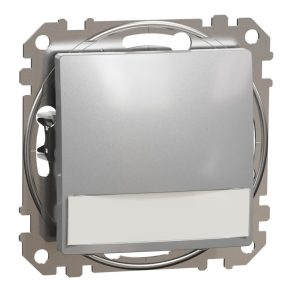   Schneider Electric Sedna Design & Elements - SDD113143L - Buton cu un singur pol, indicator luminos albastru, suport pentru etichetă, conexiune cu arc, 12 V, aluminiu