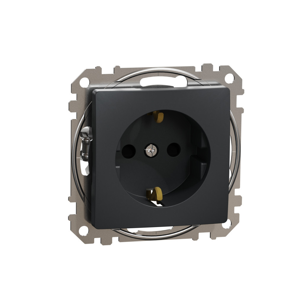 Schneider Sedna 2P+F priză cu capac de siguranță, cu conectare cu șurub, 16A, antracit (SDD114021)