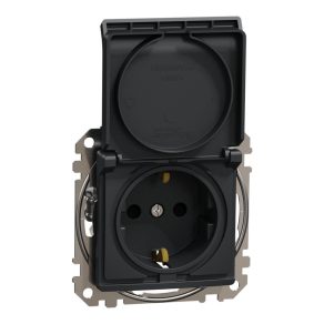   Schneider Electric Sedna Design & Elements - SDD114023 - Priză 2P+F cu obturator de siguranță, capac cu fixare prin clip, conexiune cu șurub, 16 A, antracit