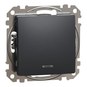   Schneider Electric Sedna Design & Elements - SDD114101L - Întrerupător unipolar, indicator luminos albastru, 10AX, antracit