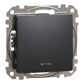   Schneider Electric Sedna Design & Elements - SDD114101L - Întrerupător unipolar, cu indicator luminos albastru, 10 A, antracit