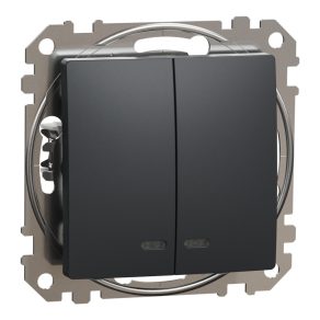   Schneider Electric Sedna Design & Elements - SDD114105L - Întrerupător pentru candelabru, indicator luminos albastru, 10AX, antracit