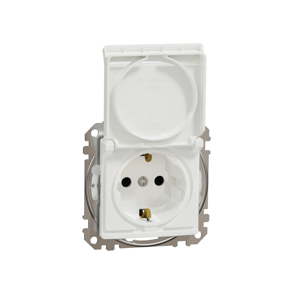 Schneider Sedna 2P+F priză cu capac de siguranță, cu capac rabatabil, cu conectare cu șurub, 16A, IP44, alb (SDD211023)