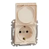 Schneider Electric Sedna Design & Elements - SDD212023 - Priză cu 2 poli și fază, cu capac de siguranță, cu capac rabatabil, cu racordare prin șuruburi, 16 A, IP44, bej