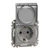 Schneider Electric Sedna Design & Elements - SDD213023 - Priză cu 2 poli și fază, cu capac de siguranță, cu capac rabatabil, cu racordare prin șuruburi, 16 A, IP44, aluminiu