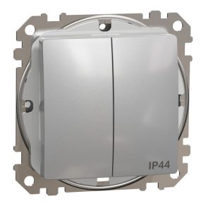   Schneider Electric Sedna Design & Elements - SDD213105 - Întrerupător pentru candelabru, conexiune cu arc, 10AX, IP44, aluminiu