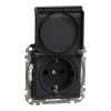 Schneider Electric Sedna Design & Elements - SDD214023 - Priză cu 2 poli și fază, cu capac de siguranță, cu capac rabatabil, cu racordare prin șuruburi, 16 A, IP44, antracit