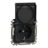 Schneider Electric Sedna Design & Elements - SDD214024 - Priză cu 2 poli și fază, cu capac de protecție, cu închidere cu arc, IP44, antracit