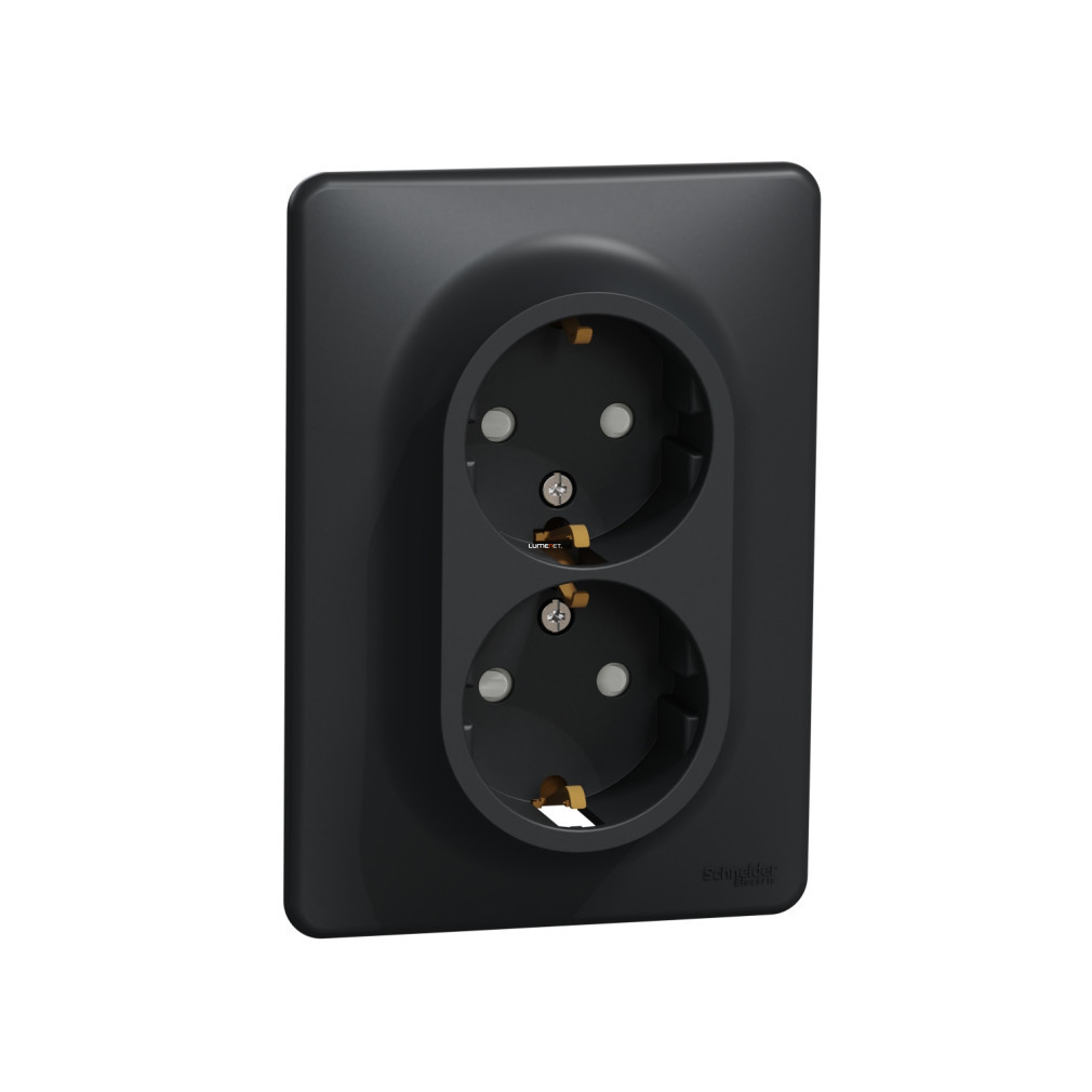 Schneider Sedna 2x2P+F priză cu capac de siguranță, cușcă, cu șuruburi, 16A, cu ramă, antracit (SDD314221)