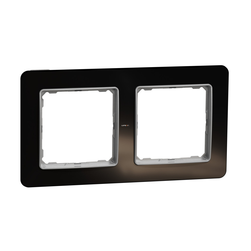 Schneider Electric Sedna Design Elements cadru dublu de culoare negru cristal, pentru montare orizontală și verticală, suprafață lucioasă, SDD361802