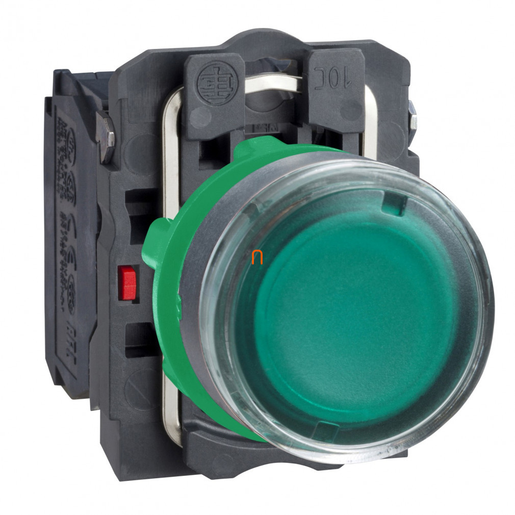 Schneider Harmony buton de iluminare LED complet din plastic, D22, cu revenire, 2NO, 24VAC/DC, verde XB5AW33B3