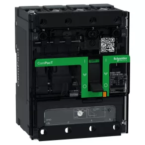   Schneider Electric ComPacT NSXm (2021) - C12E4TM125B - Întrerupător (16 kA, 415 V c.a.), 4P 4d, 125 A, unitate de declanșare TMD, cu cleme de prindere prin presare și conectori pentru șină