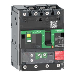   Schneider Electric ComPacT NSXm (2021) - C11F34V100B - Întrerupător automat (36 kA 415 VAC), 3P 3d, setare 100 A, unitate de eliberare Micrologic 4.1, cu cleme și conectori pentru șină