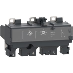   Schneider Electric ComPacT TM80DC - Dispozitiv de declanșare pentru rețele de curent continuu, 80 A, 3 poli, protecție termomagnetică, 750 V c.c.; C103TM080D