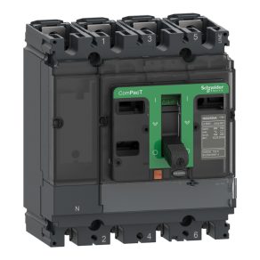   Schneider Electric ComPacT NSX160NA – întrerupător de circuit cu 4 poli, design fix, curent nominal 160 A, pentru rețele de curent alternativ/continuu, aplicații de distribuție; C164160S