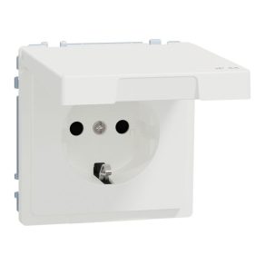   Schneider Electric Merten System Design - MTN2314-6037 - Priză 2P+F cu obturator de siguranță, capac cu fixare rapidă, cu arc, 16 A, IP44, alb mat