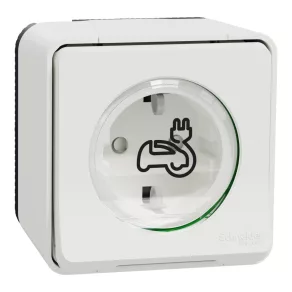   Schneider Electric Mureva Styl - MUR39012 - Priză de încărcare pentru vehicule electrice, cu capac rabatabil, cu fixare prin șuruburi, completă, montare pe perete, albă, 16 A, conexiune consolidată