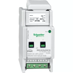   Schneider Electric KNX - MTN647395 - Merten-KNX REG-K/2x230/16, actuator de comutare cu mod manual și senzor de curent