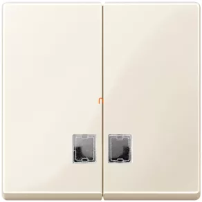   Schneider Merten System M, întrerupător dublu, cu ferestre transparente pentru semnalizare luminoasă, crem MTN438544