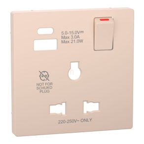   Schneider Electric Merten System Design - MTN2175-6033 - Placă de acoperire pentru încărcător USB, priză multi-standard comutabilă, Sahara