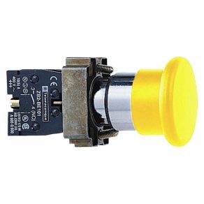   Schneider Electric Easy Harmony XB2 - XB2BC51C - Buton apăsat, cap ciupercă, galben, 1 NO, metal, 22 mm, cap 40 mm
